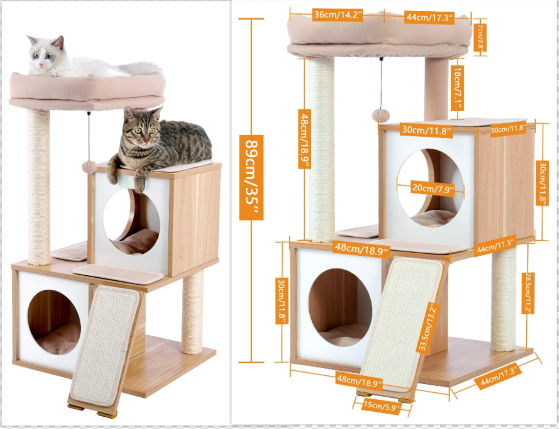 35-Inch Wooden Cat Tree for Ragdolls